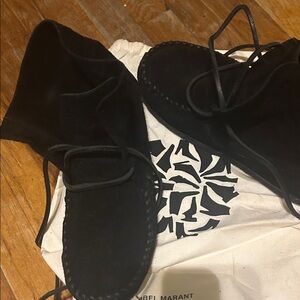 Isabel Marant Black Suede Lace-Up Moccasin Boots